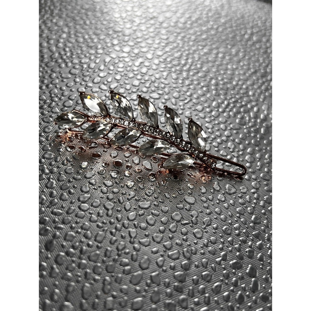 Chargances Crystal Bridal Hair Clip Rose Gold Wedding Rhinestone French Barrette